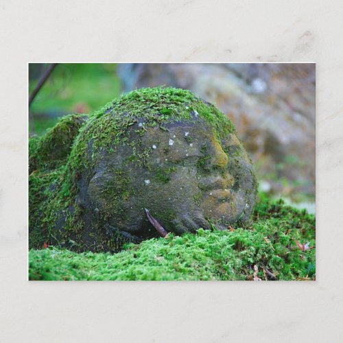 Moss covered Japanese Temple Statue Postcard