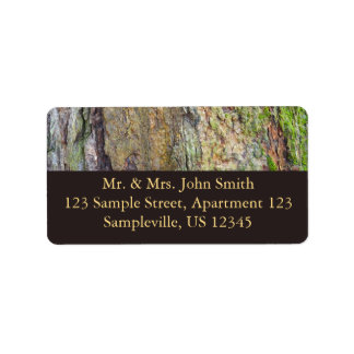 Moss-Covered Tree Bark Label