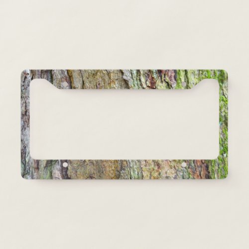 Moss_Covered Tree Bark License Plate Frame