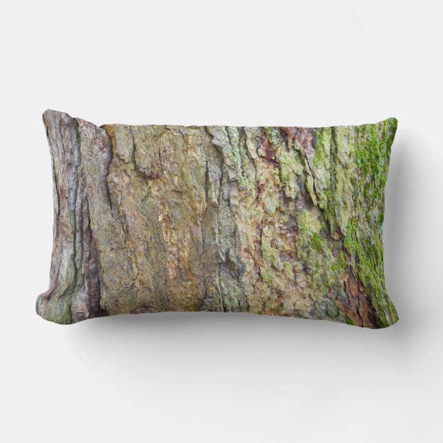 Moss-Covered Tree Bark Lumbar Pillow (Front)