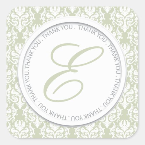 Moss Damask Party Favor Stickers