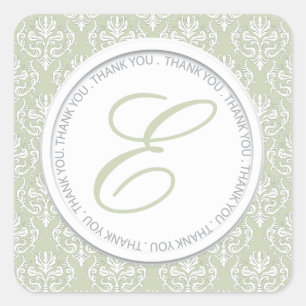 Moss Damask Party Favor Stickers