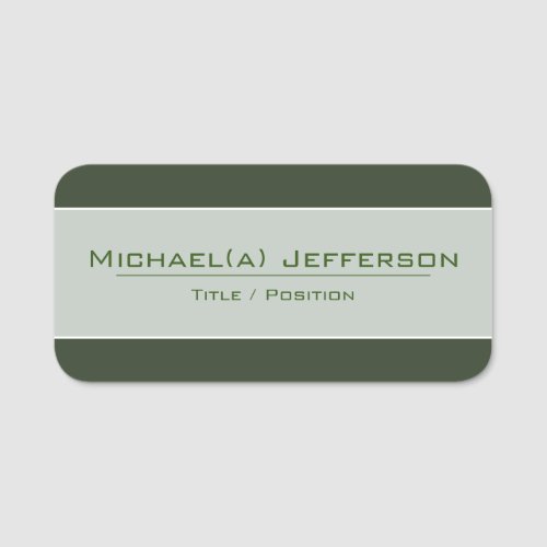 Moss Dark Green And Soft Light Green Professional Name Tag