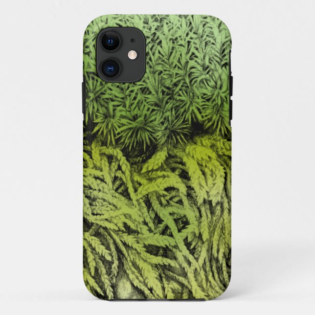 Moss drawing with colored overlay iphone case (Back)