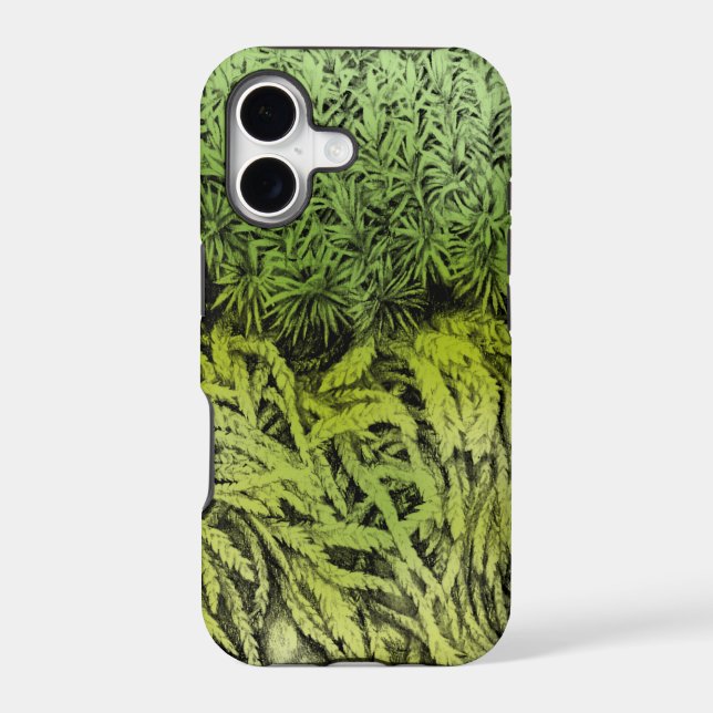 Moss drawing with colored overlay iphone case (Back)