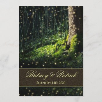 Moss Enchanted Forest Firefly Wedding Invitations by natureprints at Zazzle