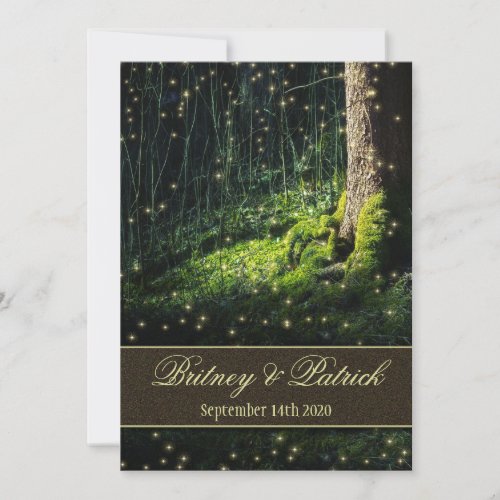 Moss Enchanted Forest Firefly Wedding Invitations