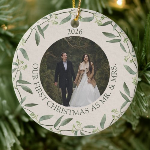 Moss & Fern | First Christmas as Mr & Mrs Forest Ceramic Ornament