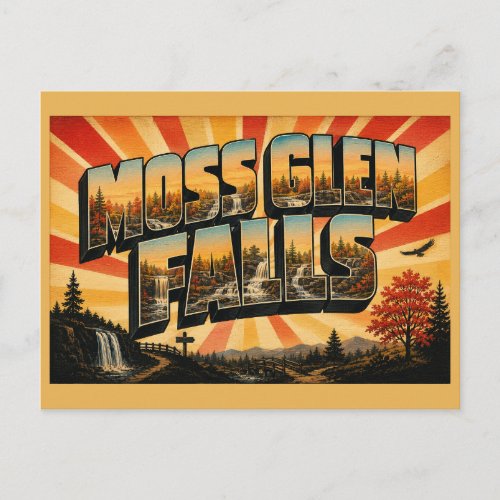 Moss Glen Falls VT Waterfall Forest Gorge Art Postcard