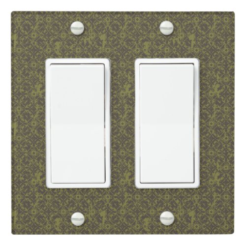 Moss Green and Brown Scrolled Iron Light Switch Cover