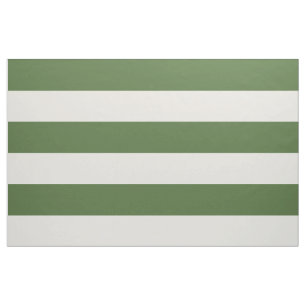 Moss Green and Ivory Wide Stripes Large Scale Fabric
