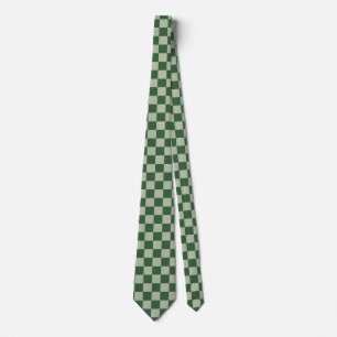 Moss Green and Light Sage Checkerboard Neck Tie