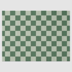 Moss Green and Light Sage Checkerboard Tissue Paper