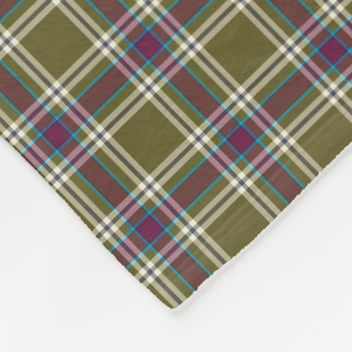 Moss Green and Purple Plaid Pattern Fleece Blanket