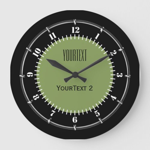 Moss Green Background Solid Color Personalize this Large Clock