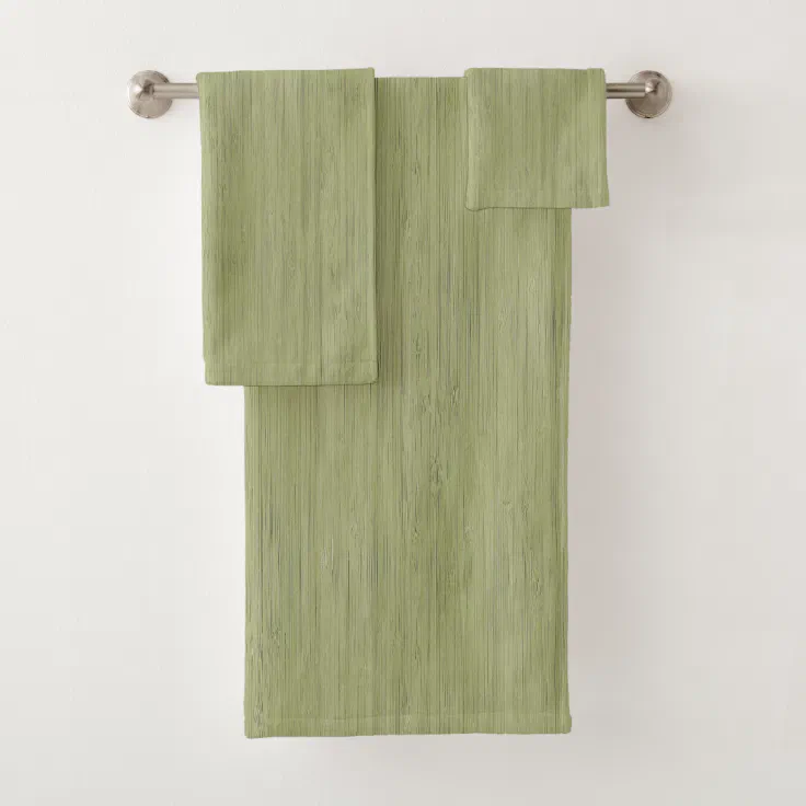 Moss Green Bamboo Wood Grain Look Bath Towel Set Zazzle
