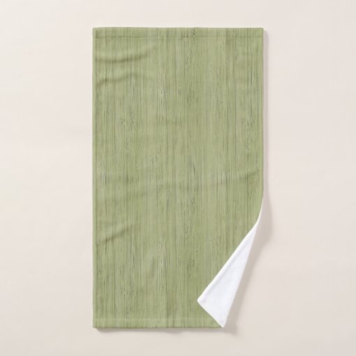 Moss Green Bamboo Wood Grain Look Bath Towel Set | Zazzle
