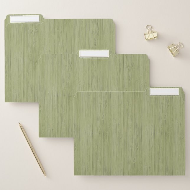 Moss Green Bamboo Wood Grain Look File Folder (Set)