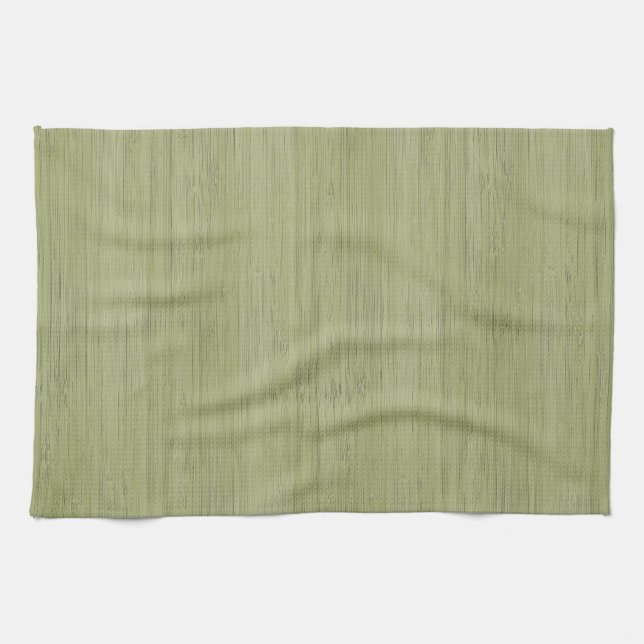 Moss Green Bamboo Wood Grain Look Kitchen Towel (Horizontal)