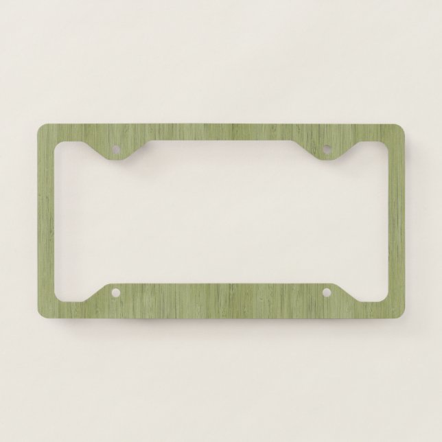 Moss Green Bamboo Wood Grain Look License Plate Frame (Front)
