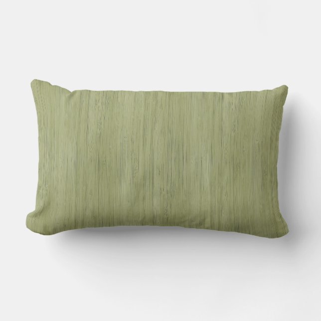 Moss Green Bamboo Wood Grain Look Lumbar Pillow (Front)