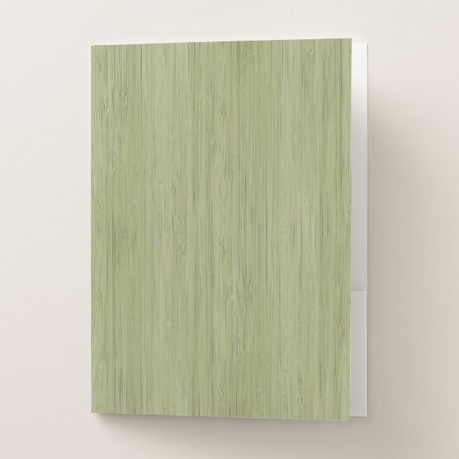 Moss Green Bamboo Wood Grain Look Pocket Folder (Front)