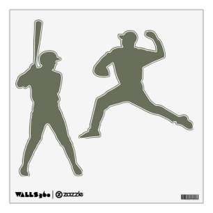 Moss-Green Baseball Silhouette Decals Set