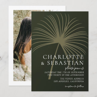Moss Green Botanical Fan Elegant Wedding
