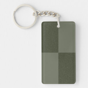 Moss Green Check Pattern Keychain – Customizable