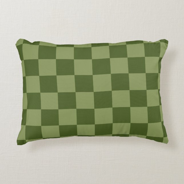 Moss Green Checkerboard Accent Pillow (Front)