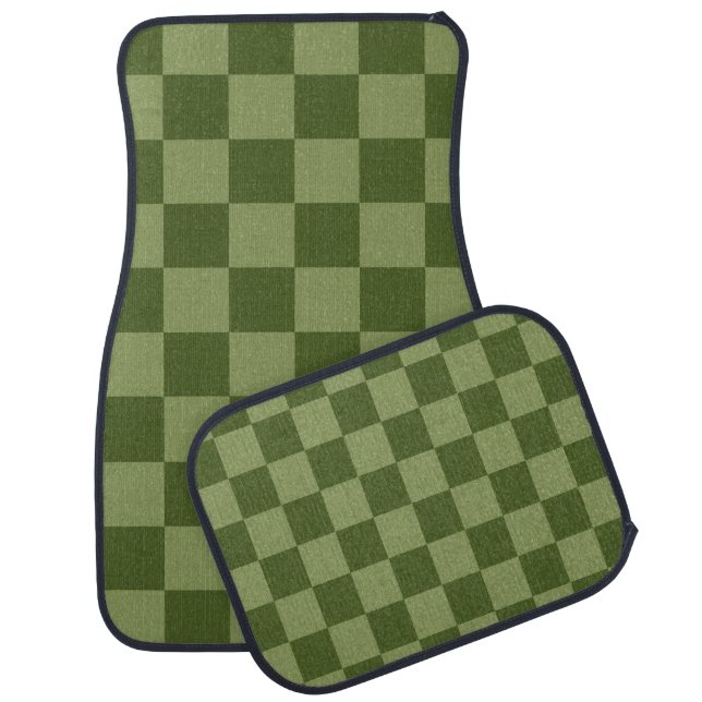 Moss Green Checkerboard Car Floor Mat (Set)