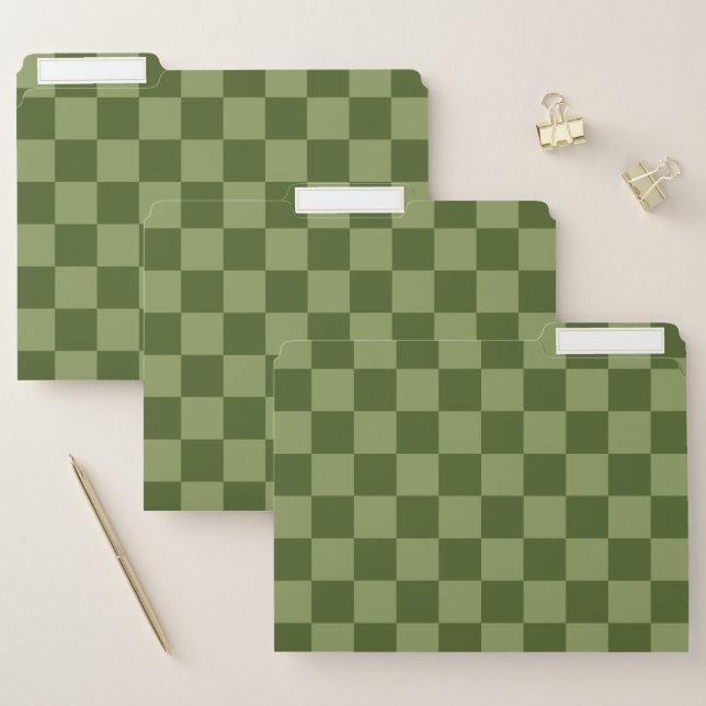 Moss Green Checkerboard File Folder (Set)