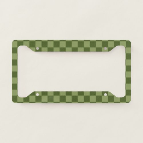 Moss Green Checkerboard License Plate Frame