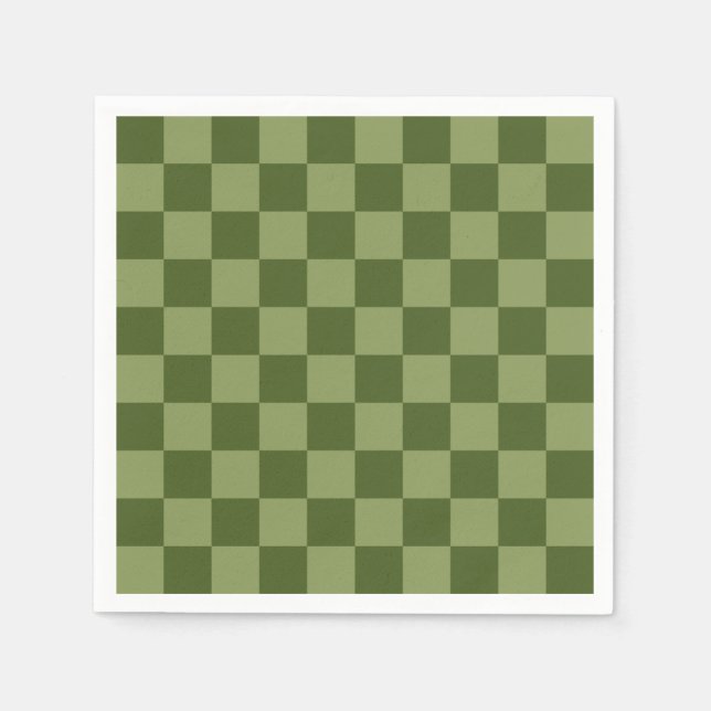 Moss Green Checkerboard Napkins (Front)