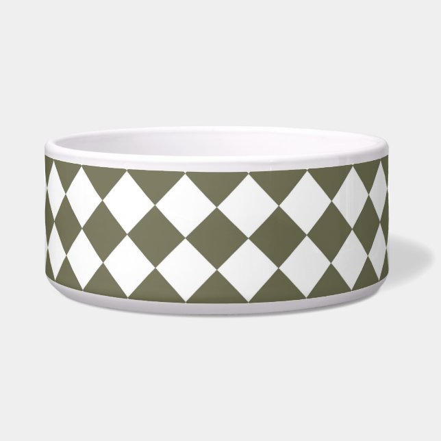 Moss Green Checkerboard pattern Bowl (Front)