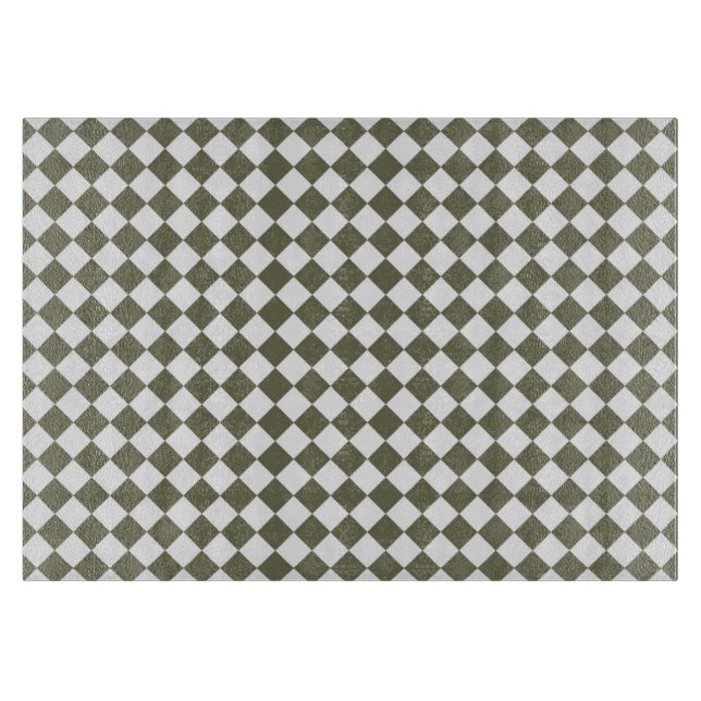 Moss Green Checkerboard pattern Cutting Board (Front)