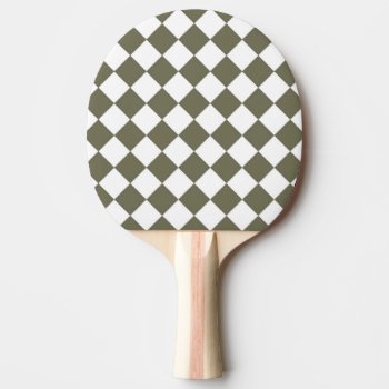 Moss Green Checkerboard Pattern Ping Pong Paddle by sumwoman at Zazzle