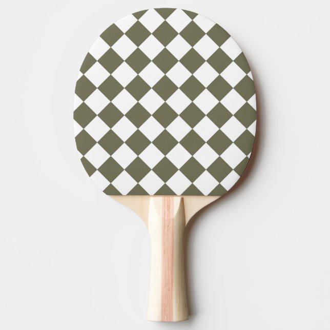 Moss Green Checkerboard pattern Ping Pong Paddle (Front)