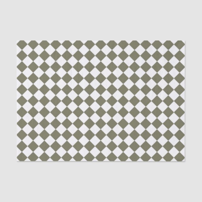 Moss Green Checkerboard pattern Tissue Paper (Front)