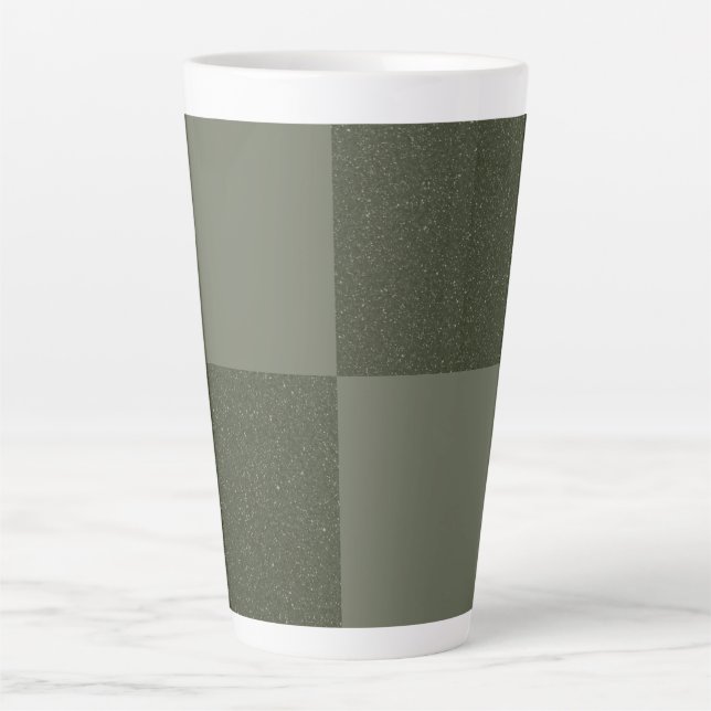 Moss Green Checkered Custom Latte Mug (Front)