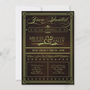 Moss Green & Chocolate DIY Wedding Invitation