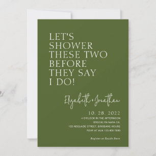 Moss Green Couple Shower Before They Say I Do Invitation