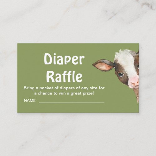 Moss Green Cow Baby Shower Diaper Raffle Enclosure