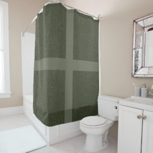 Moss Green Cross Pattern Shower Curtain
