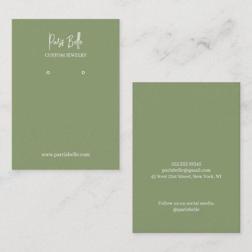 Moss Green Custom Jewelry Earrings Display Card