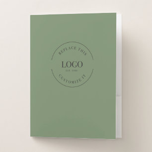 Moss Green Custom large Business Logo website Pocket Folder