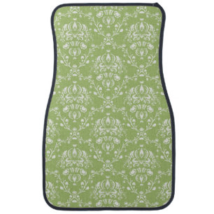 Moss Green Damask Car Floor Mat