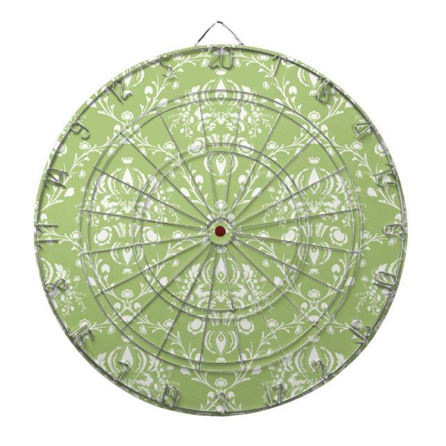 Moss Green Damask Dart Board (Front)