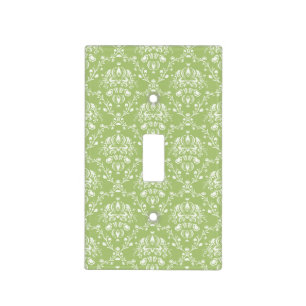 Moss Green Damask Light Switch Cover