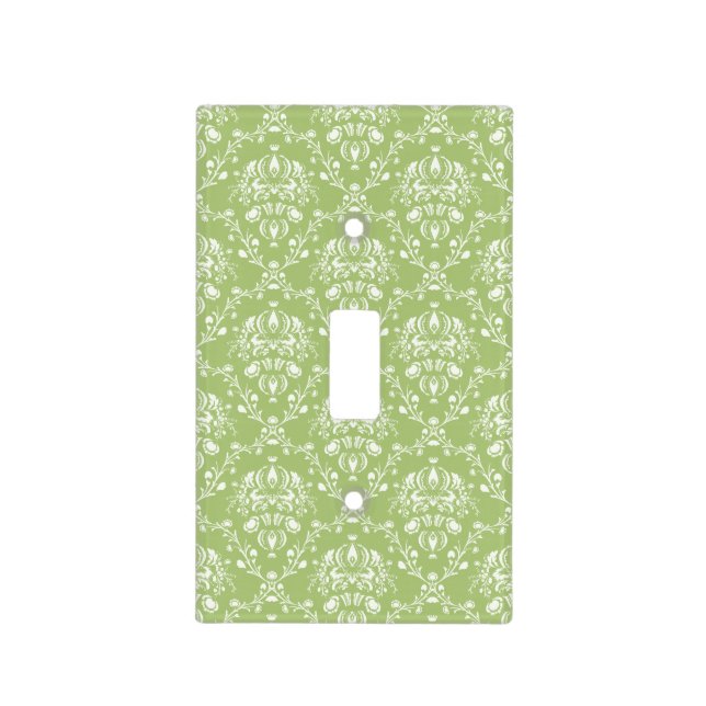 Moss Green Damask Light Switch Cover (Front)